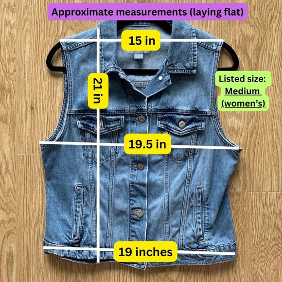 Old Navy  |   100% cotton Jean Jacket Vest size M Women's - Picture 14 of 14